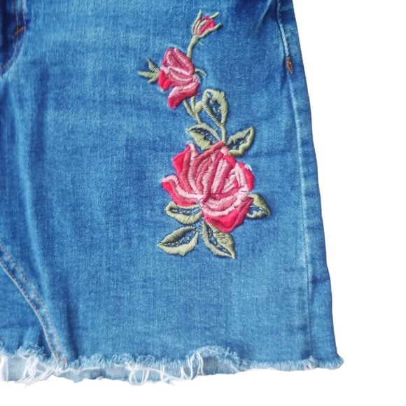 Streetwear Society Denim Jean Cutoff Skirt Embroidered Stretch L - Picture 3 of 7